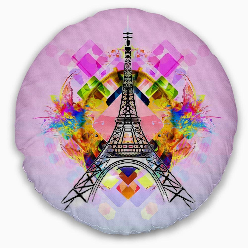 1580 Designart Bright Paris Eiffel TowerCartoon' Abstract Throw Living
